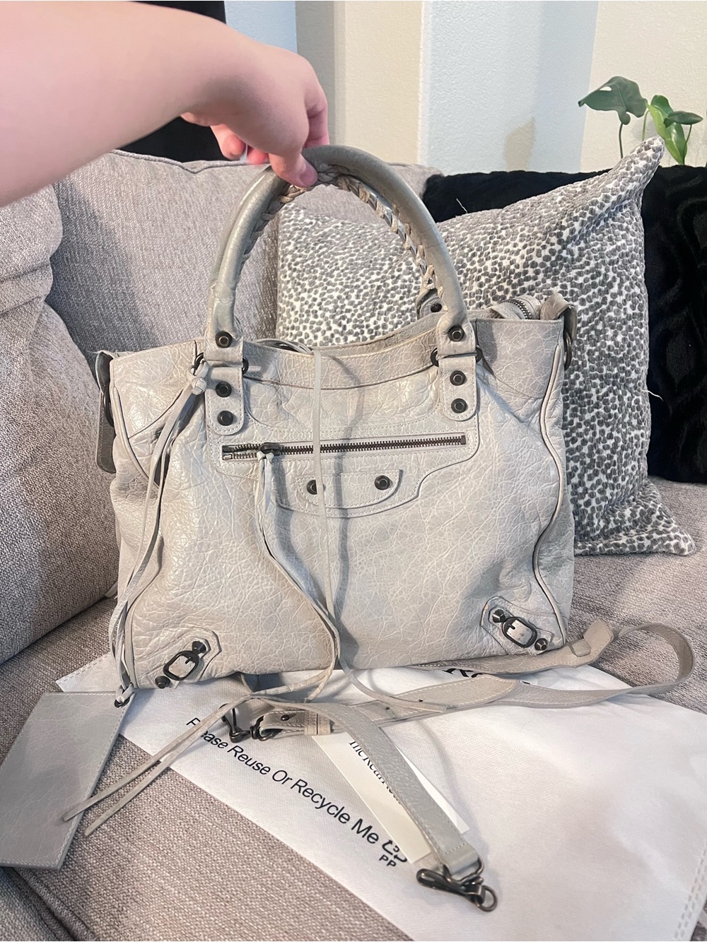 Balenciaga Vintage Le City Velo Light Grey Leather Satchel Shoulder Bag - Picture 7 of 13